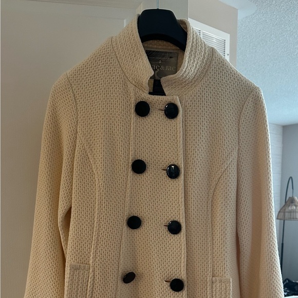 Mac and Jac medium length cream coloured pea coat, size L - Picture 3 of 8